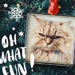 Simple Frame Modern Chic Family Pet Photo Holiday Metal Ornament<br><div class="desc">Design is composed of modern chic typography with sans serif and serif font. Add a custom family pet photo  and year.</div>