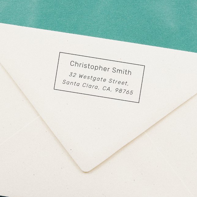 Simple Frame Name & Surname Personalized Address Self-inking Stamp (Rubber Stamp Mock-up)