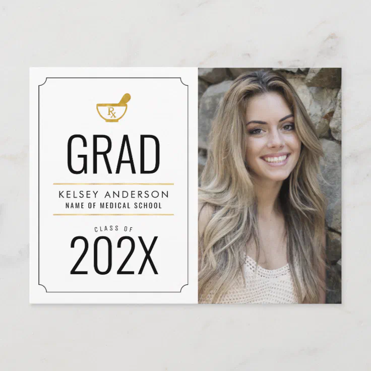 simple frame pharmacy graduation announcement postcard | Zazzle