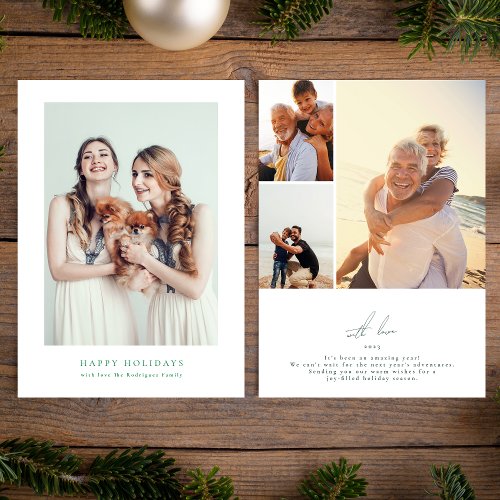 simple frame photo collage green christmas happy holiday card