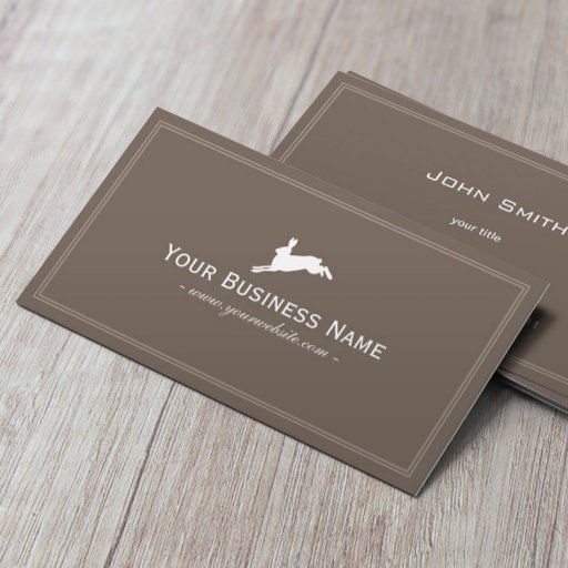 Customizable Simple Plain Jumping Rabbit Business Card (Brown)