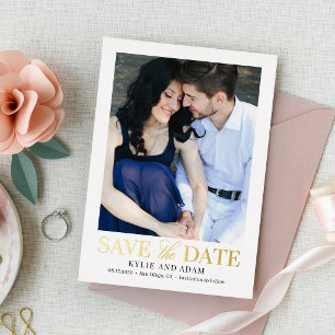 Simple Frame REAL FOIL Save The Date Card