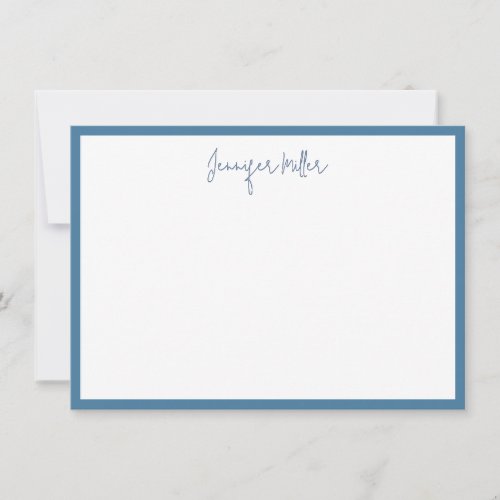 Simple Frame Tall Script Editable Blue Custom Note Card