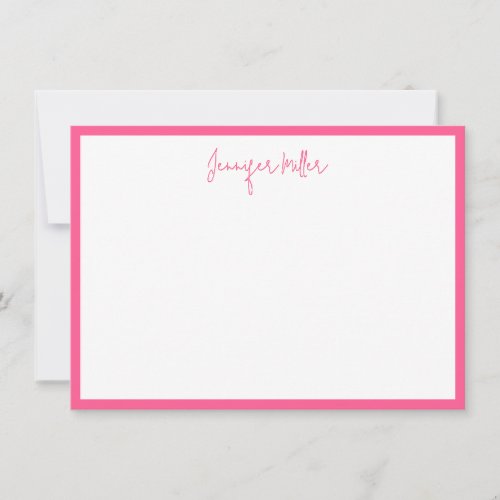 Simple Frame Tall Script Editable Hot Pink Custom Note Card