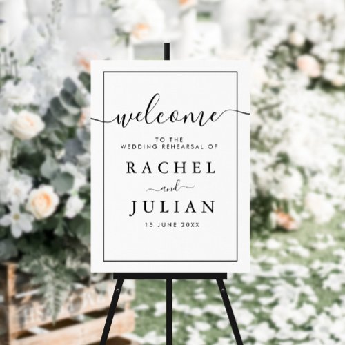 simple frame wedding rehearsal sign