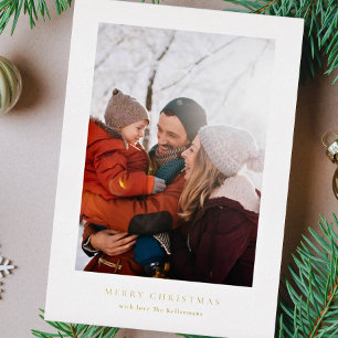 simple framed photo collage merry christmas foil holiday card