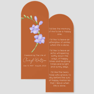 Simple Freesia Funeral Memorial Bookmark