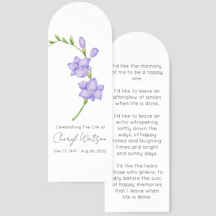 Simple Freesia Funeral Memorial Bookmark