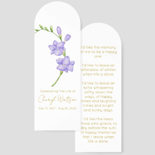 Simple Freesia Funeral Memorial Bookmark