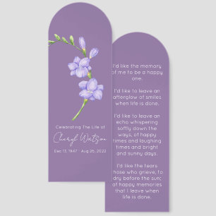 Simple Freesia Funeral Memorial Bookmark