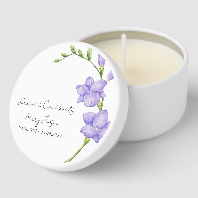 Simple Freesia Memorial Funeral Mini Candle Favors (Corner)