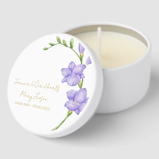 Simple Freesia Memorial Funeral Mini Candle Favors (Corner)