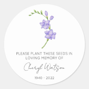 Simple Freesia Memorial Seed Packet Classic Round Sticker