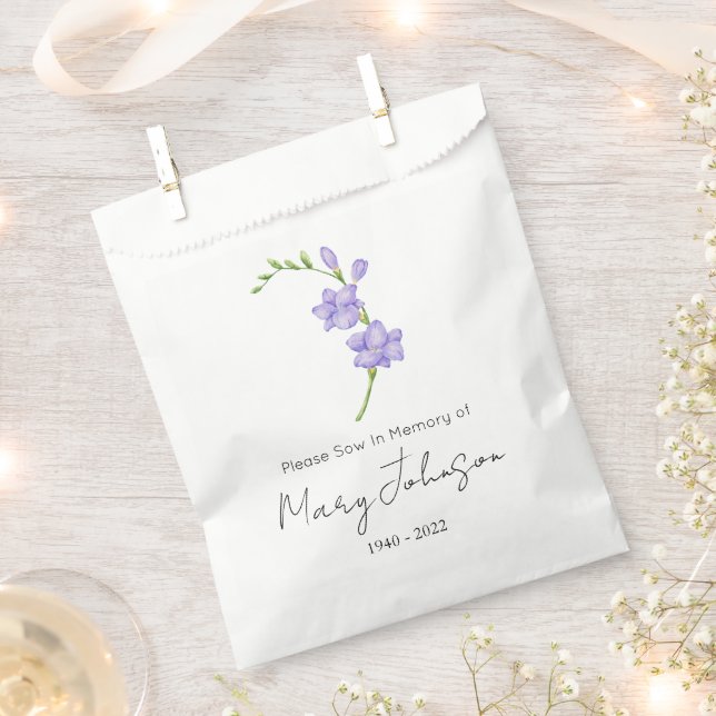 Simple Freesia Seed packet Funeral  Favor Bag (Clipped)