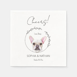 Simple French Bulldog Dog Wedding Cocktail Napkins