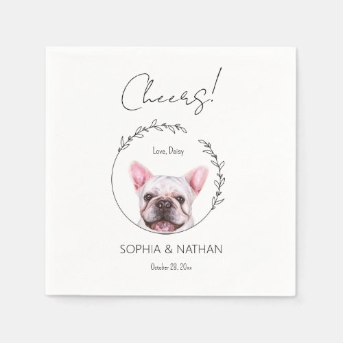 Simple French Bulldog Dog Wedding Cocktail Napkins