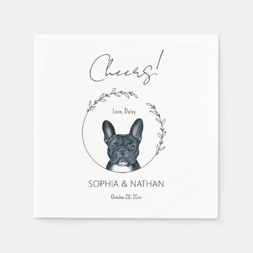 Simple French Bulldog Dog Wedding Cocktail Napkins