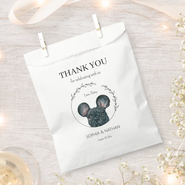 Simple French Bulldog Wedding Thank You Favor Bag (Clipped)