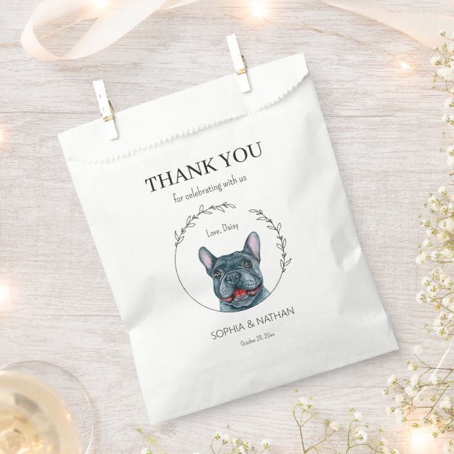 Simple French Bulldog Wedding Thank You Favor Bag (Clipped)