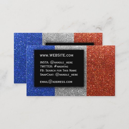 Simple French Flag Glitter Professional Executive Business Card