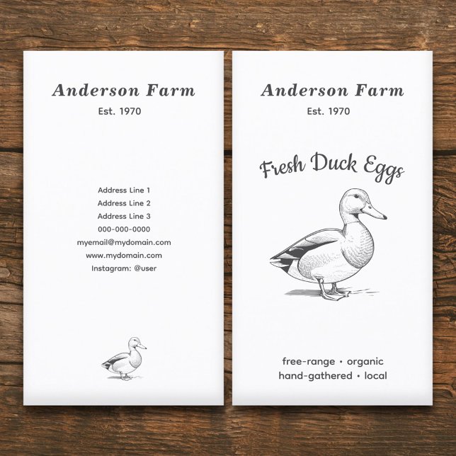 Simple Fresh Farm Duck Eggs Vertical Business Card (Simple Fresh Farm Duck Eggs Vertical Business Card)