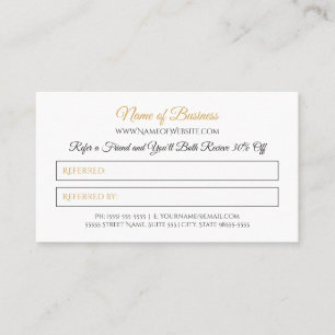 Simple Friend Referral Elegant Black and Gold Card