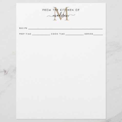 Simple From the Kitchen of Gold Monogram Recipe