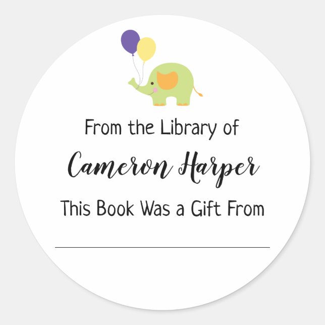 Simple From the Library of Bookplate with Elephant (Front)