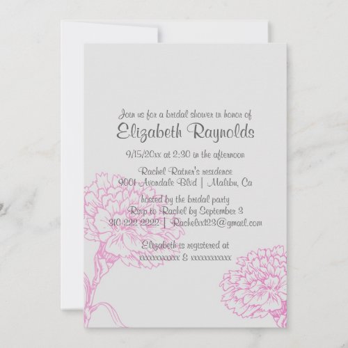 Simple Fuchsia Bridal Shower Invitations