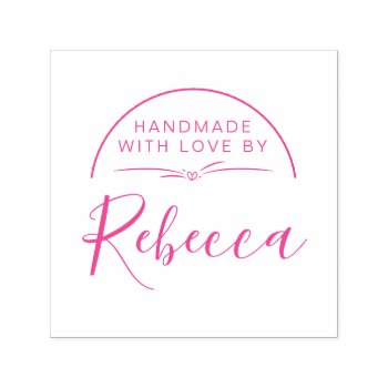 Simple Fuchsia Calligraphy Handmade With Love By Self-inking Stamp by suchicandi at Zazzle