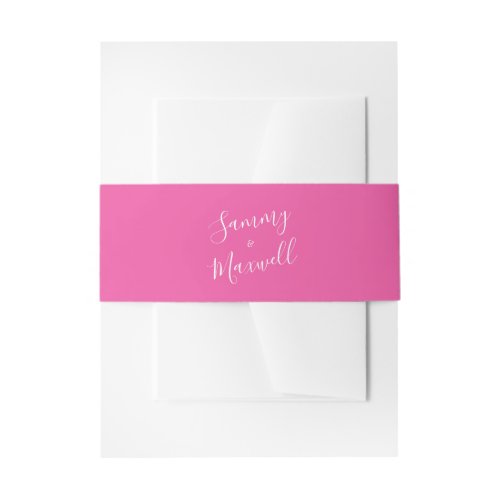 Simple Fuchsia Pink Wedding Invitation Belly Band