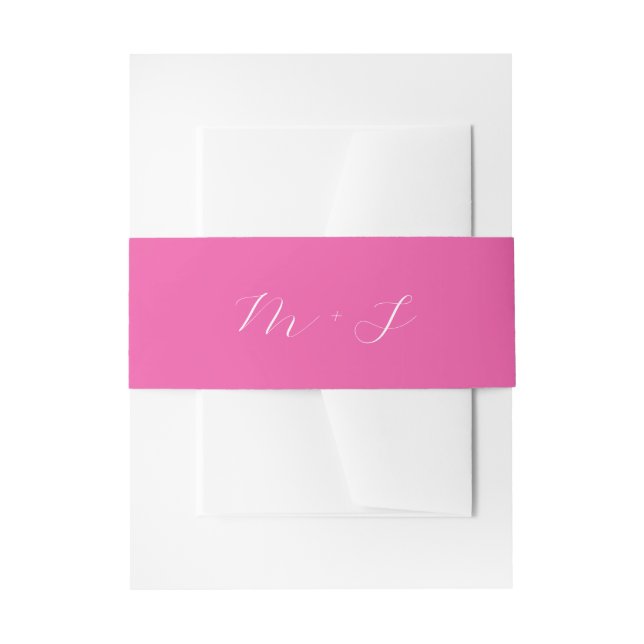 Simple Fuchsia Pink Wedding Invitation Belly Band (Front Example)