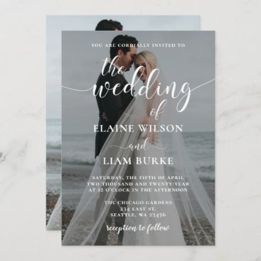 Simple Full Photo Overlay Wedding Invitation