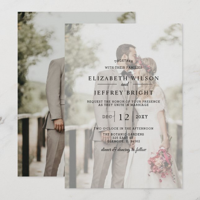 Simple Full Photo Overlay Wedding Invitation (Front/Back)