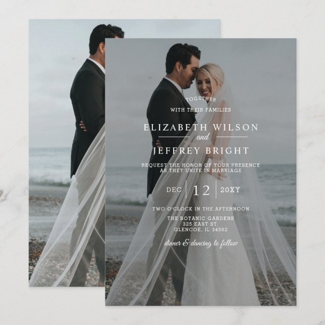 Simple Full Photo Overlay Wedding Invitation (Front/Back)