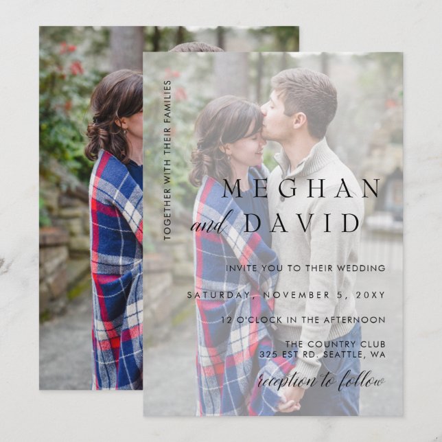Simple Full Photo Overlay Wedding Invitation (Front/Back)
