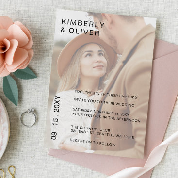 Simple Full Photo Overlay Wedding  Invitation