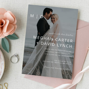 Simple Full Photo Overlay Wedding Invitation by blessedwedding at Zazzle