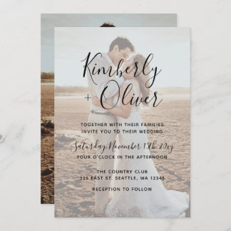Simple Full Photo Overlay Wedding Invitation
