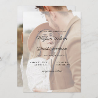 Simple Full Photo Overlay Wedding Invitation