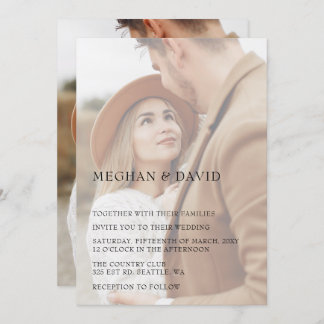 Simple Full Photo Overlay Wedding Invitation