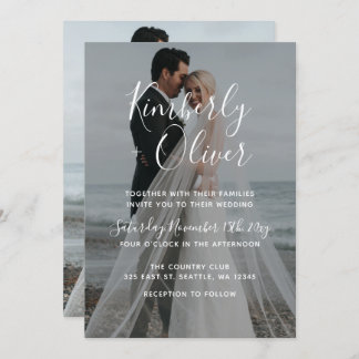 Simple Full Photo Overlay Wedding Invitation