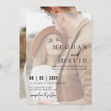 Simple Full Photo Overlay Wedding   Invitation