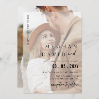 Simple Full Photo Overlay Wedding Invitation