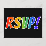 [ Thumbnail: Simple, Fun, Colorful Rainbow Letters "RSVP!" Postcard ]