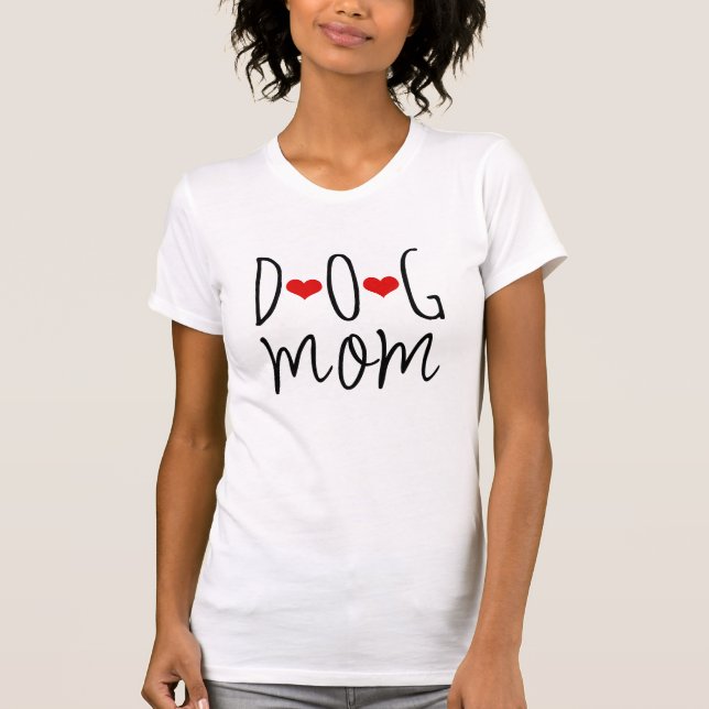 Simple Fun Dog Lover Red Hearts T-Shirt (Front)