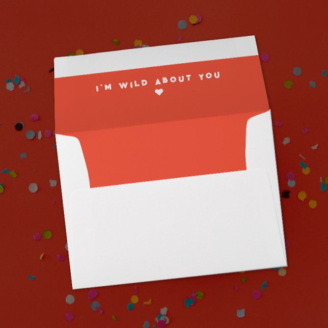 Simple Fun Flirt Love Red And White Wild About You Envelope (Creator Uploaded)