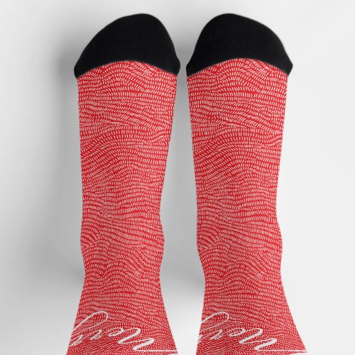 Simple Fun Hand Drawn Merry Christmas Holiday Socks