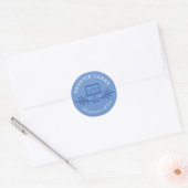 Simple, Fun & Minimal Style Bakery Cake Logo Blue Classic Round Sticker (Envelope)