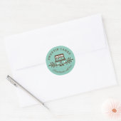 Simple, Fun & Minimal Style Bakery Cake Logo Teal Classic Round Sticker (Envelope)